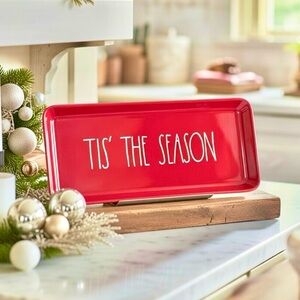 Rae Dunn Red “Tis’ The Season” Rectangular Christmas Tray – 14.75”